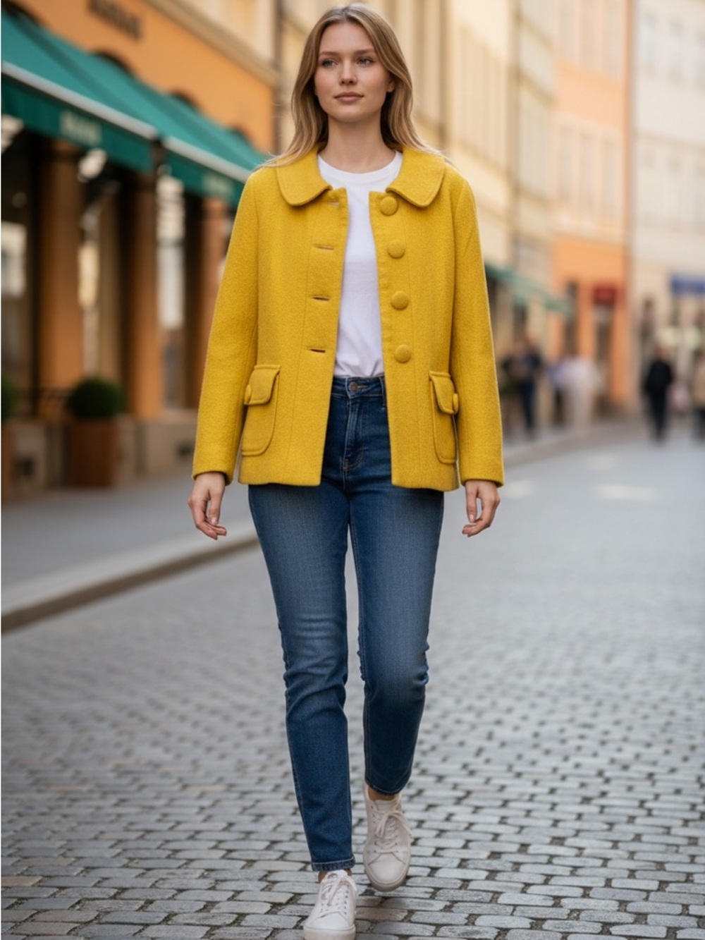 BB Dakota Sunny Yellow Button-Front Peacoat